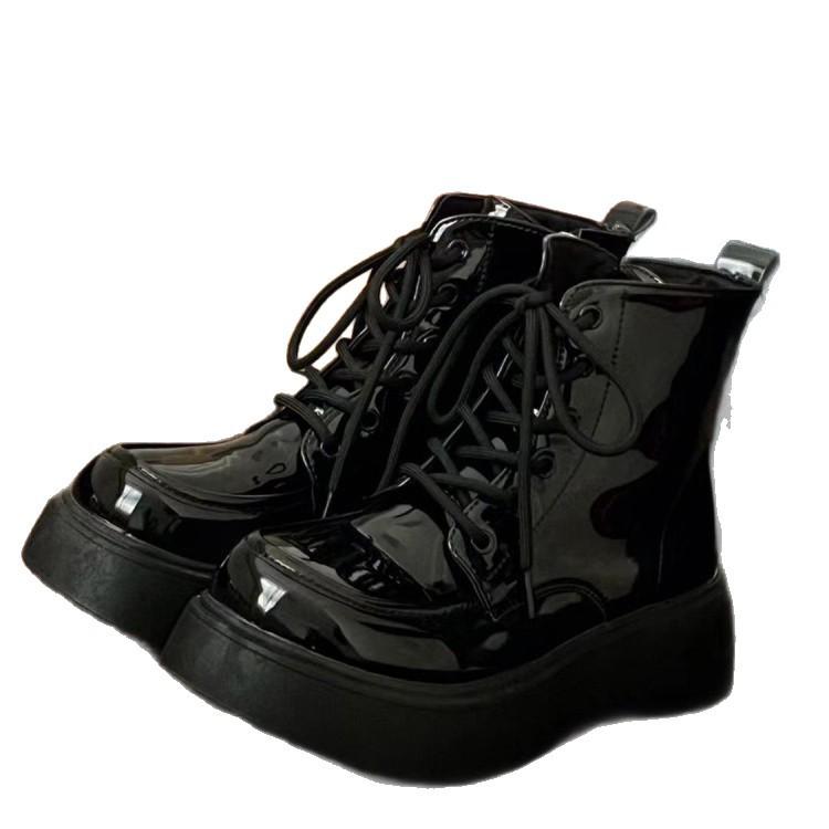Retro Sweet and Cool Martin Boots for Women's 2025 Spring and Autumn Single New Ins British Style Thick Bottom Heightening Explosion Short Boots