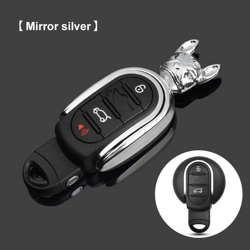 3D Metal Bulldog Car Key Case Cover Protection Shell For Mini Cooper F56 F55 F60 F54 F57 Car Key Chain Decoration Accessories
