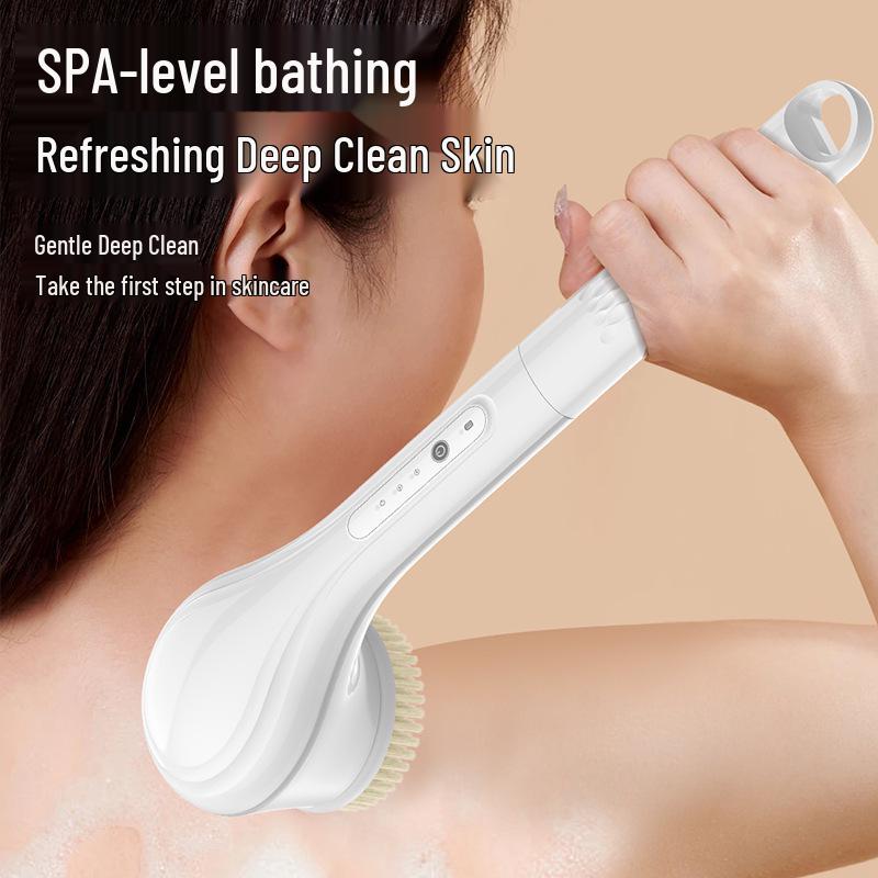 Electric Full-Body Exfoliating Bath Brush with Long Handle for Back Scrubbing and Massage