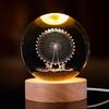 3D Starry Sky Crystal Ball Night Light with Solid Wood Base - Luminous Desktop Ornament & Birthday Gift