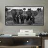 Black and White Posters and Prints with Animals, Canvas Painting, Family Painting with African Wild Elephant On the Wall, Home Decor, No Frame