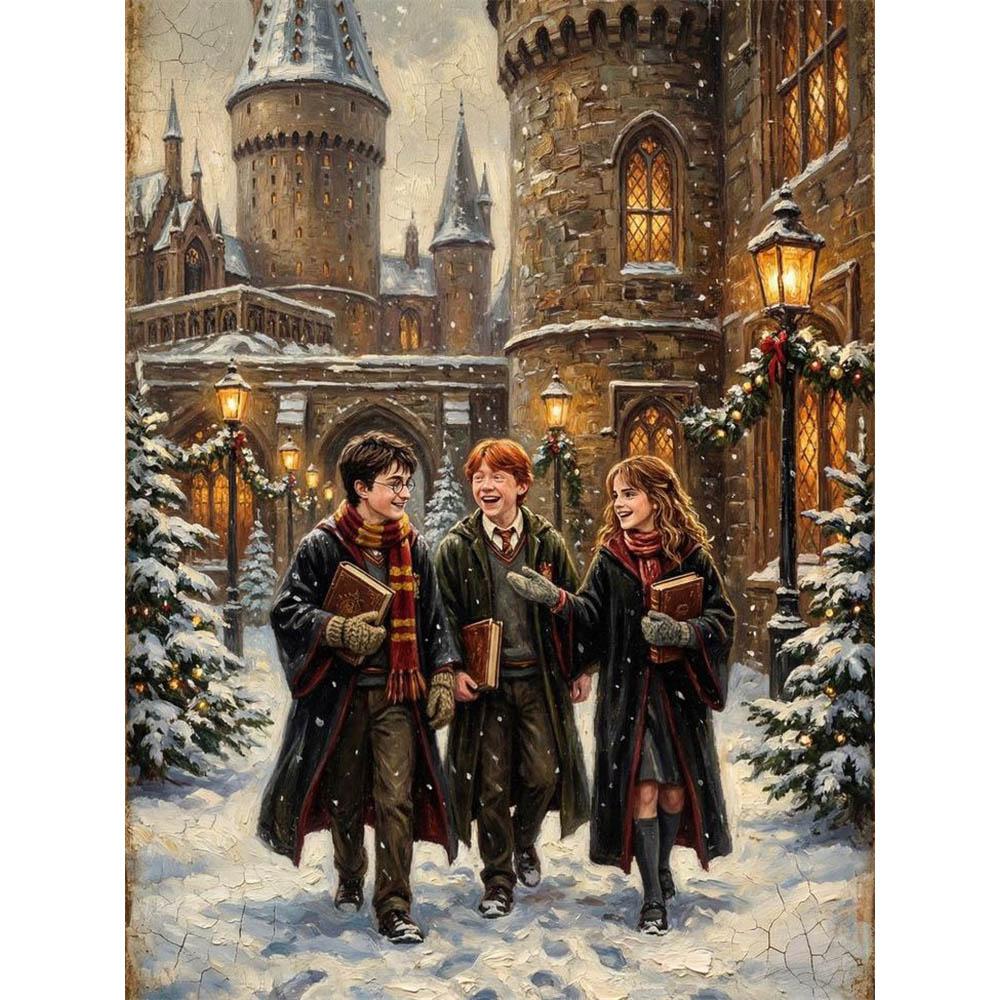 2026 New Harry Potter Christmas Castle 5D Diamond Painting Art Magical Alphabet Witch House Cross Stitch Mosaic Home Decor