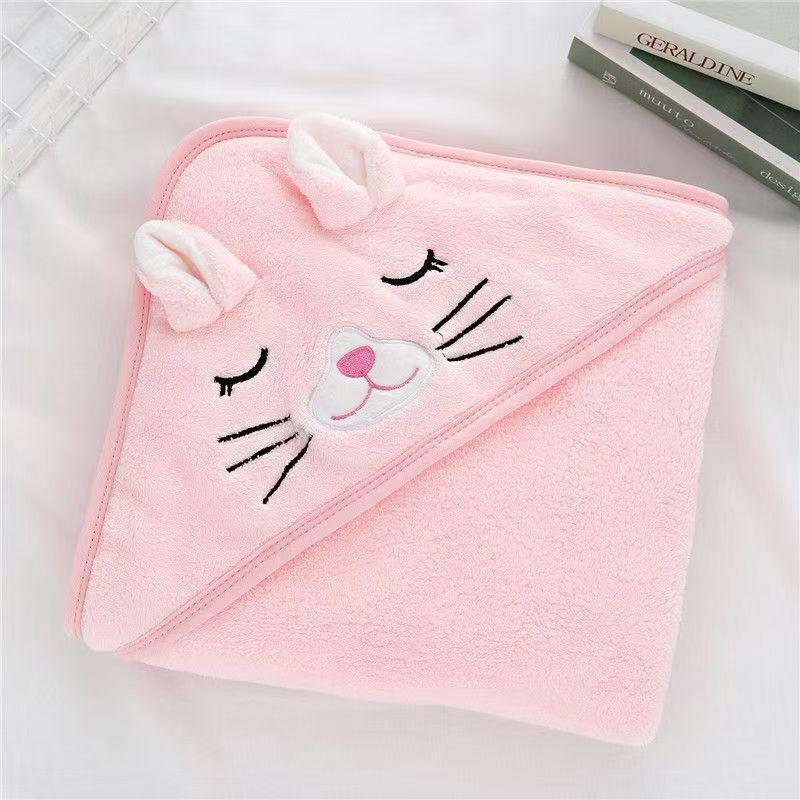Soft Absorbent Coral Fleece Baby Swaddle Towel and Anti-Kick Blanket Cloak