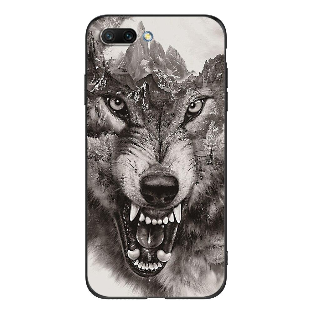For Honor 10 Case Soft Silicon Phone Back Cover for Huawei Honor 10 Case Etui Coque Black Tpu Case Lion Wolf Tiger Dragon