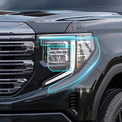 Pour GMC Sierra 1500 -2025 Lot de 2 Films de Protection pour Phares de Voiture Transparent Noir Fumée Autocollant TPU
