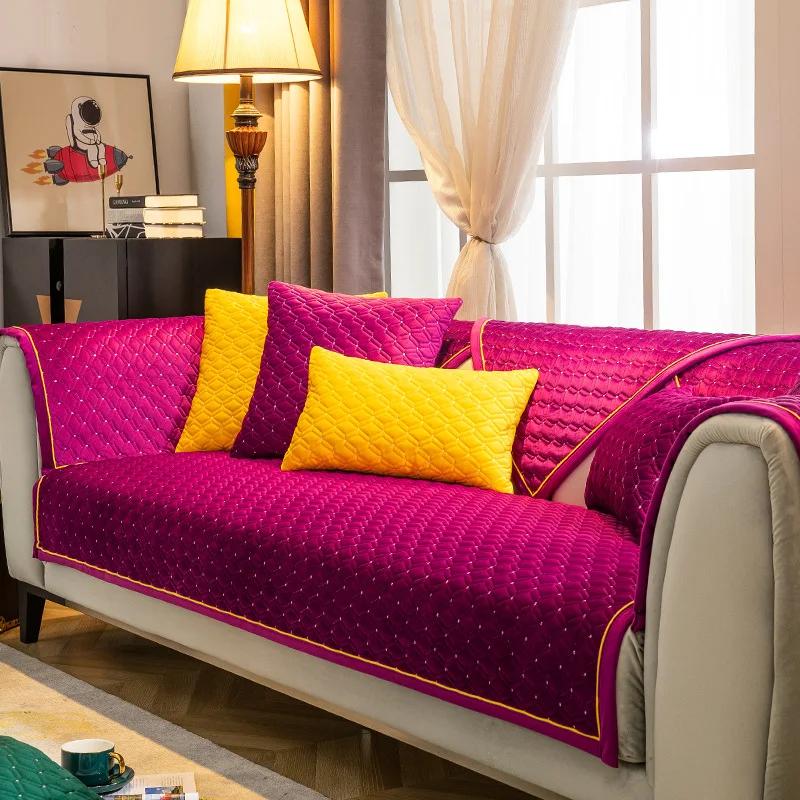 

Чехлы для диванов для гостиной, плюшевые чехлы для диванов, зимние бархатные толстые нескользящие сезонные чехлы, высококачественные чехлы для диванов, полотенца 70x70cm 1pcs