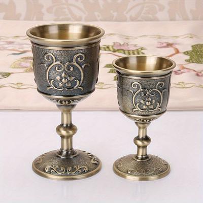 30/50ml Copas de Vino de Metal Copa de Vino Retro Cáliz Estilo Europeo Vintage Copas de Champán Cóctel Decoración de Bar Hogar Cristalería