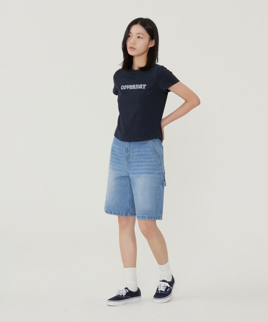 Covernat Woman Bermuda Denim Shorts Blue
