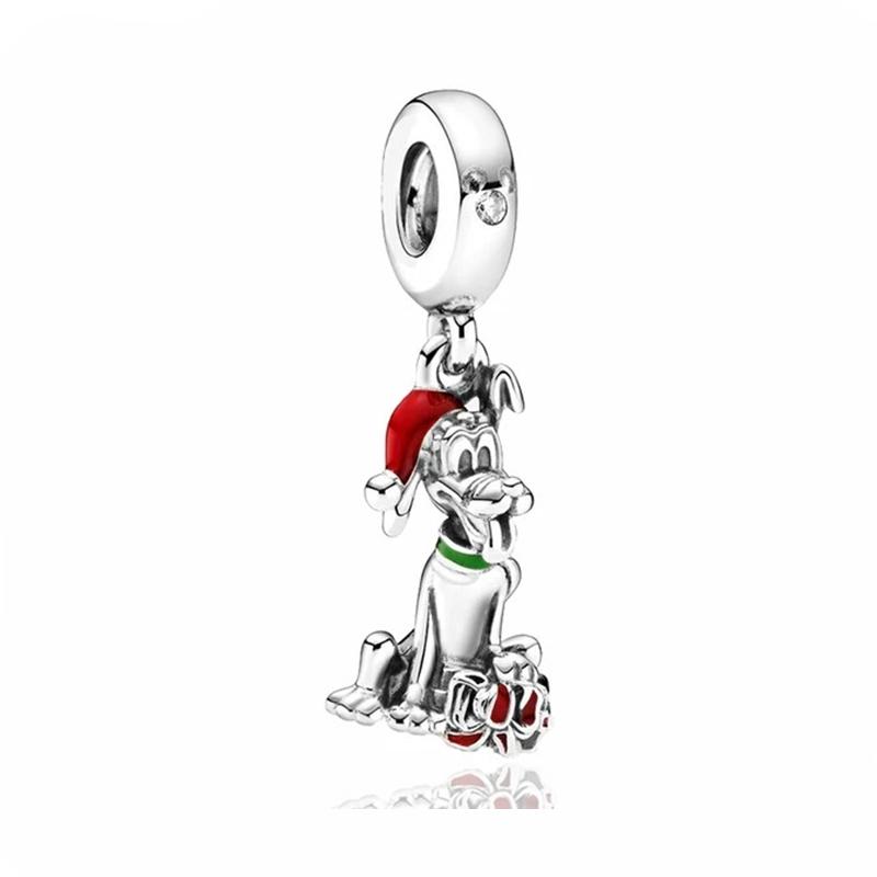 Disney Mickey Minnie Friends Dangle Charm Beads European Silver Bracelet Necklace DIY Jewelry Gift for Kids