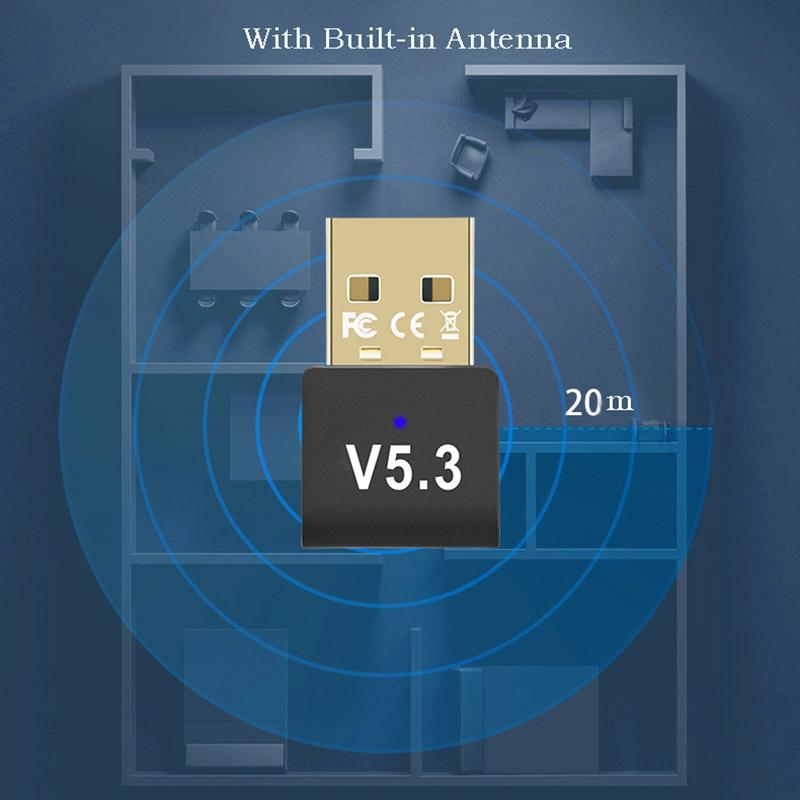 With Bluetooth Dongle BT5.3 for Computer USB External Wireless Adapter for Earphone Speaker Mouse Game Grip Printer Mobile Phone