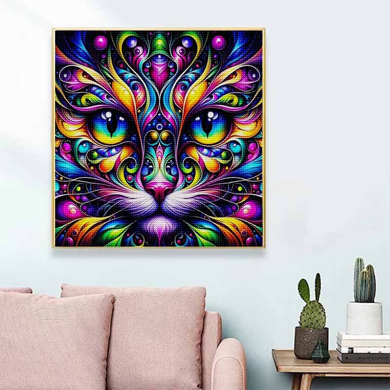 New Arrival 5D DIY Full Circle Diamond Painting "Colorful Cat" Embroidery Cross Stitch Home Decor Gift
