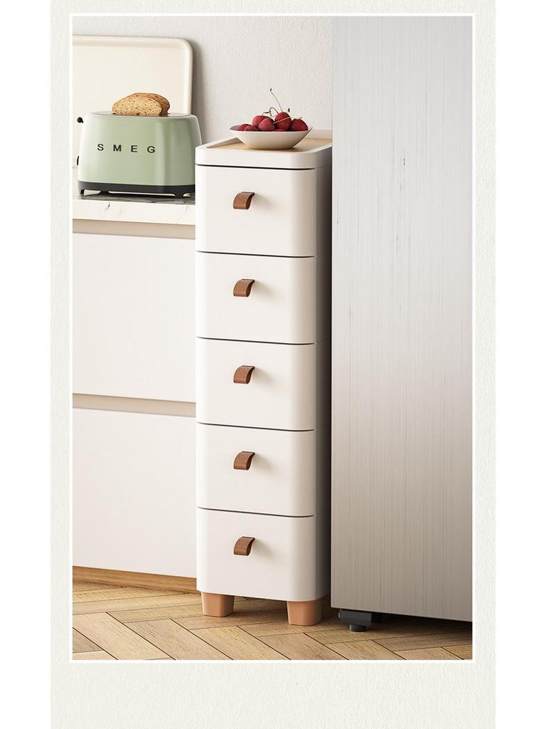 Multi-Layer Movable Storage Cabinet with Wood Lid & High-Value Design for Living Room