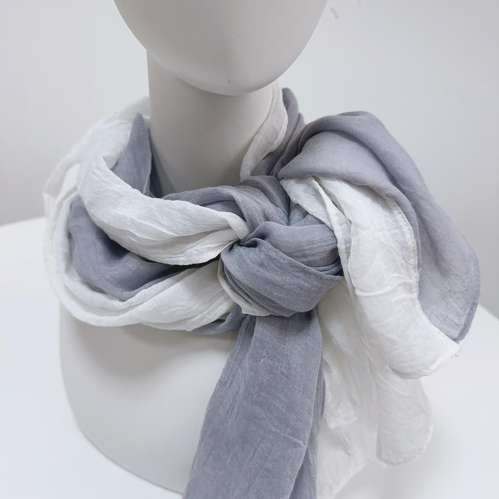 Two-Color Spliced Cotton And Linen Scarf, Very Soft To The Touch, With A Sense Of Drooping, Support