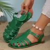 Baotou sandals women's 2025 summer new flat bottom hollow fashion European and American large size beach sandals women