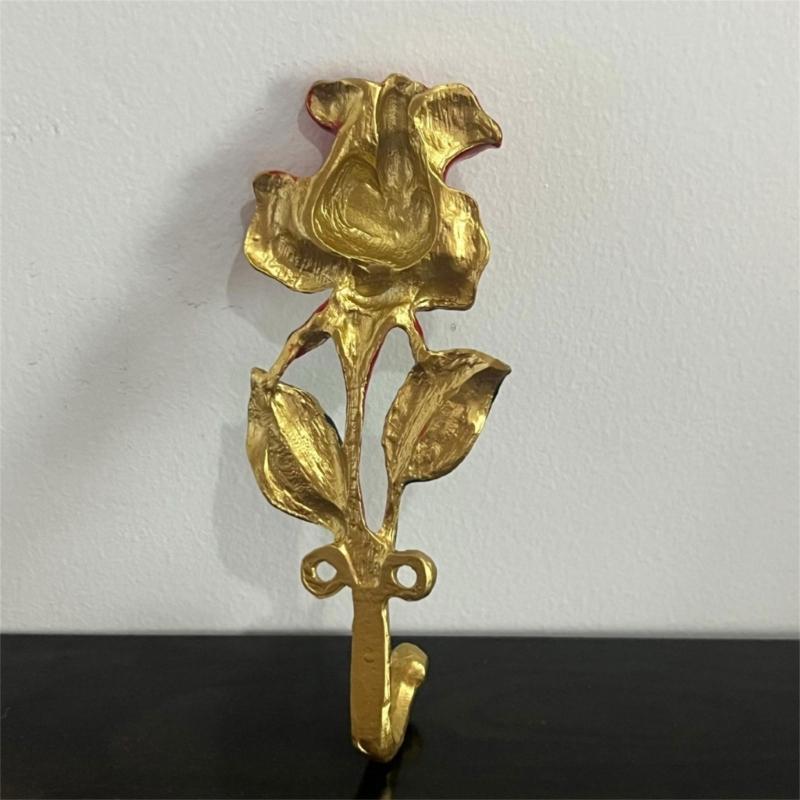 Wall Hook Hanger Metal Flower Hook with Enamel-Style Finish, Decorative Single Hook for Entryway, Bedroom, Bathroom, or Living Room
