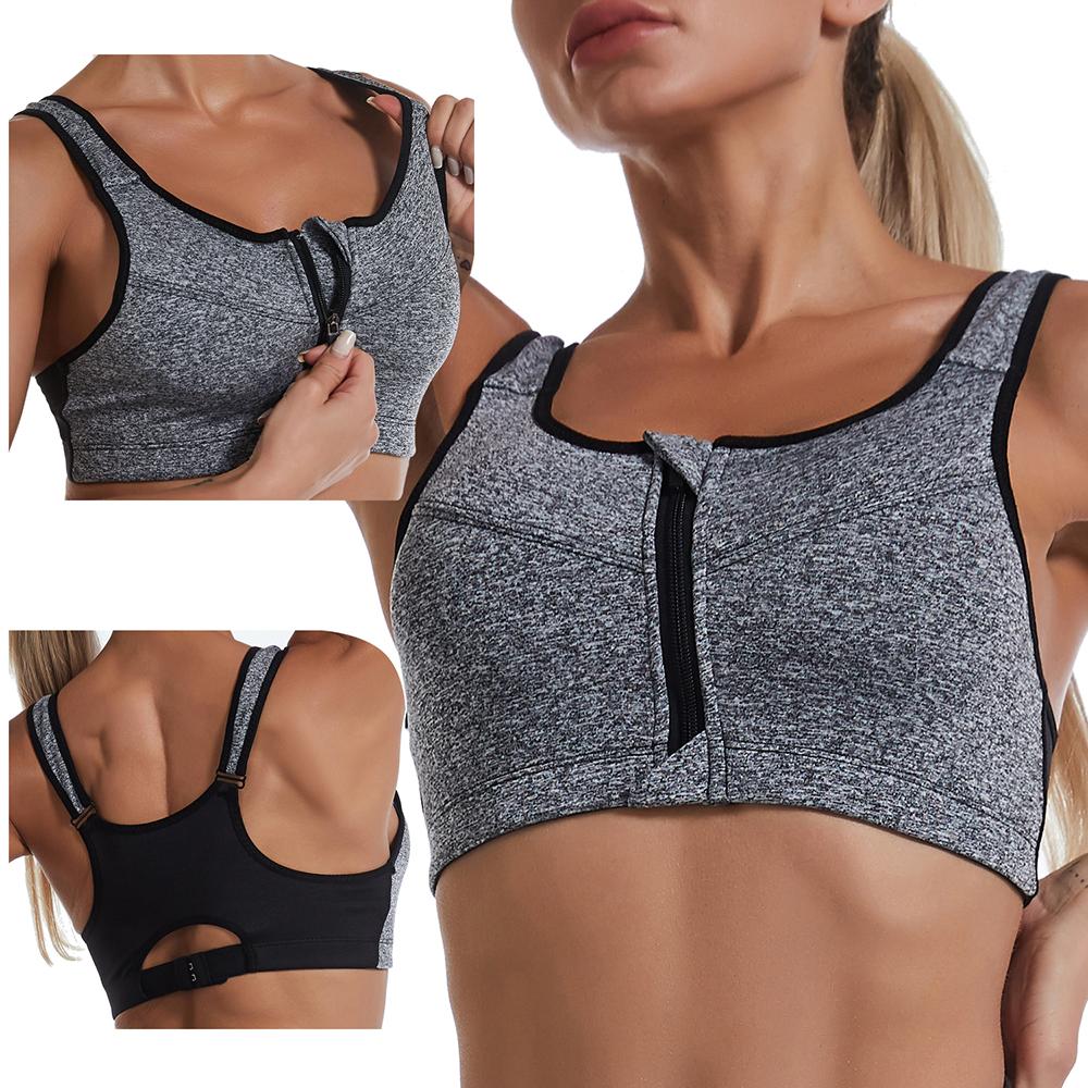 Damen-Sport-BH mit Reißverschluss, stoßfest, Tank-Top, Yoga-Unterwäsche für sportliche Frauen, Übergröße, Bodybuilding, Laufen, Sport-BHs, Dessous