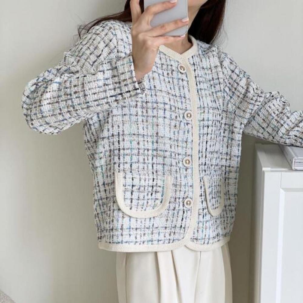 New Arrivals Open Run Slim Fit Spring Tweed Jacket Women 2xl