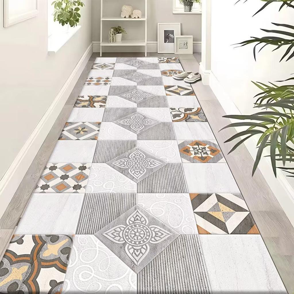 Light Luxury Style Long Carpet Household Absorbent Non-slip Floor Mat Dirt Resistant Geometric Floor Mat Decoration