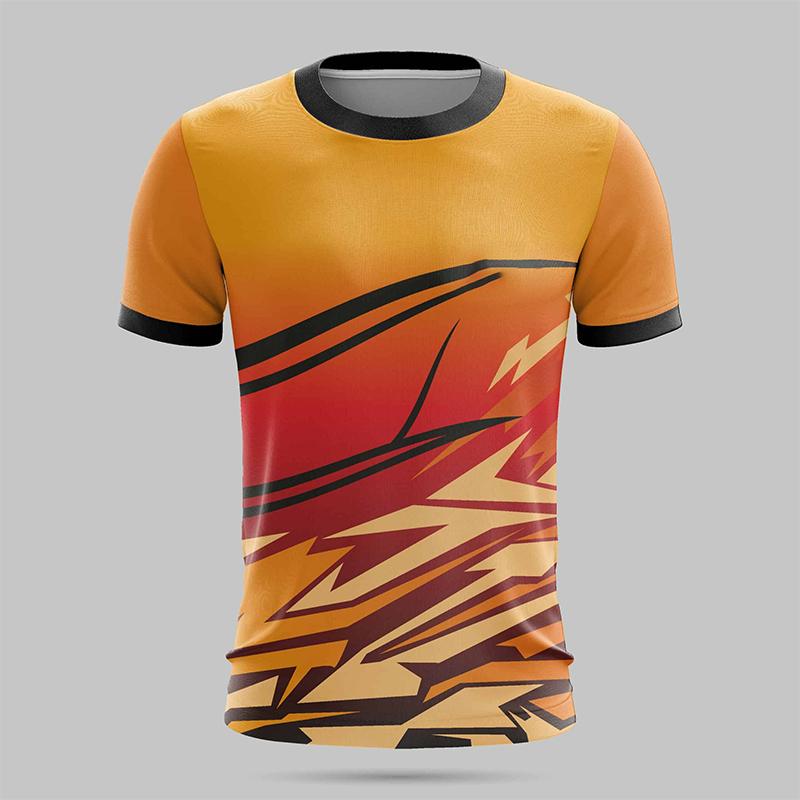 Men s 3D Kirin Pattern T-Shirt - Bright Gold & Blue Dragon Print, S