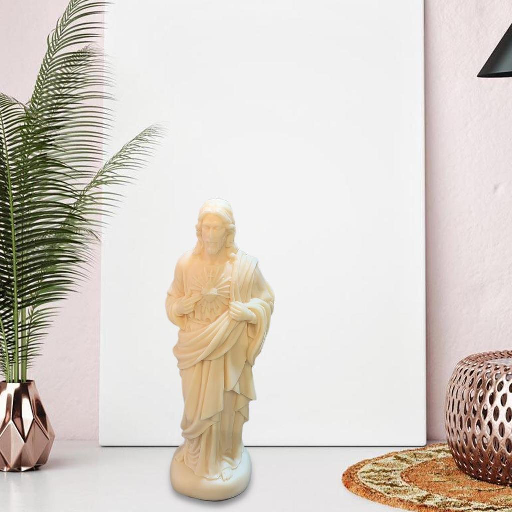 Jesus Statue Desktop Ornament Xmas Decor Religious Gift Figure for Living Room Mantel Festival