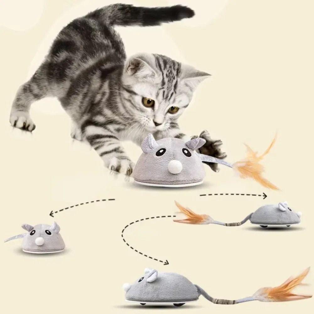 

Automatic Sensing Electronic Mice Pet Toy Interactive Plush Mouse Kitten Toy Playing Game сірий