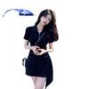 Summer Short-sleeved Polo Dress Women's Year New Irregular Waist-wrapped Hip Short Skirt Slim Spice Skirt