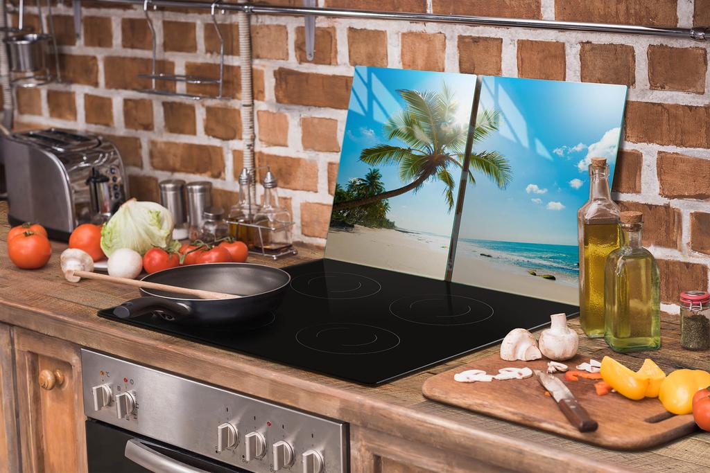 SZKLANA PŁYTA OCHRONNA NA KUCHENKĘ 70x52 PLAŻA