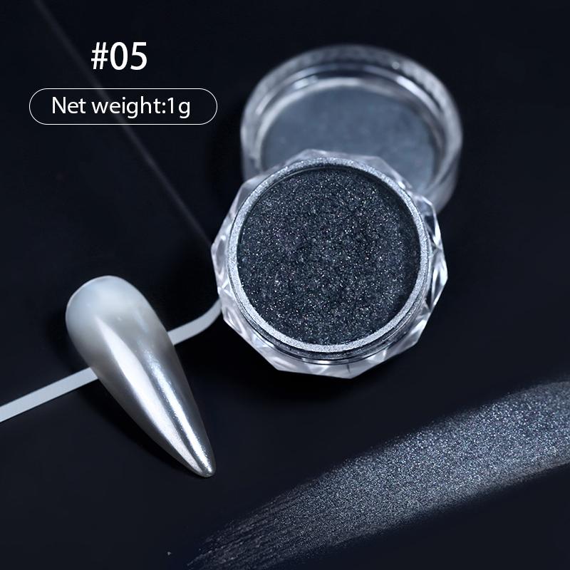 1Bottle White Chrome Pearl Nail Powder Shine Glitter Shell Auroras Nail Dust Mirror Effect Pigment Manicure Nail Art Decoration