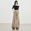 Romon Autumn/Winter Jeans Women's American Khaki High Waist Straight Tube Versatile Loose Look Thin Wide Legs Floor length Pants