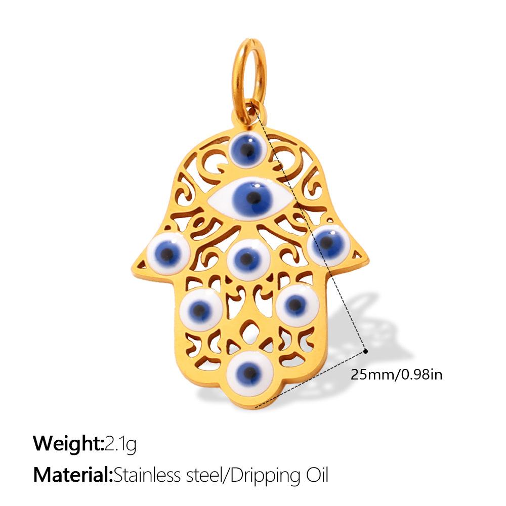 European and American retro exotic jewelry pendant golden Fatima hand evil eye element decorative pendant