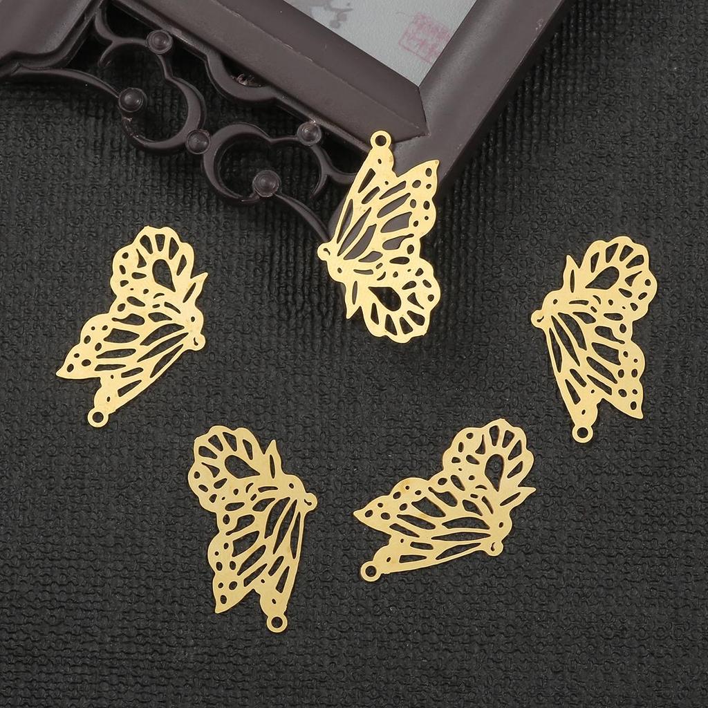 10pcs Copper Butterfly Wing Leaf Charm DIY Accessories Findings Supplies For Jewelry Making