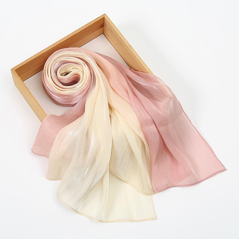 Luxury Satin Silk Hijab Scarf Chiffon Gradient Wrinkled Shawls Women Muslim Hijab Premium Yarn Scarf Islam Turban Ramadan