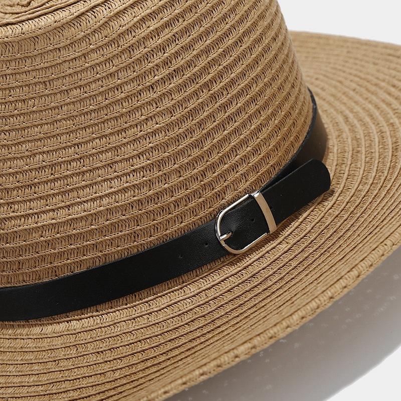Western Wind Big Brim Belt Decorative Straw Visor Hat for Men and Women Outdoor Travel In Spring and Summer Sun Hat