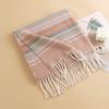 Japanese and Korean Colored Striped Imitation Cashmere Tassel Scarf for Women High End Contrast Color Versatile Thickened Warm Scarf