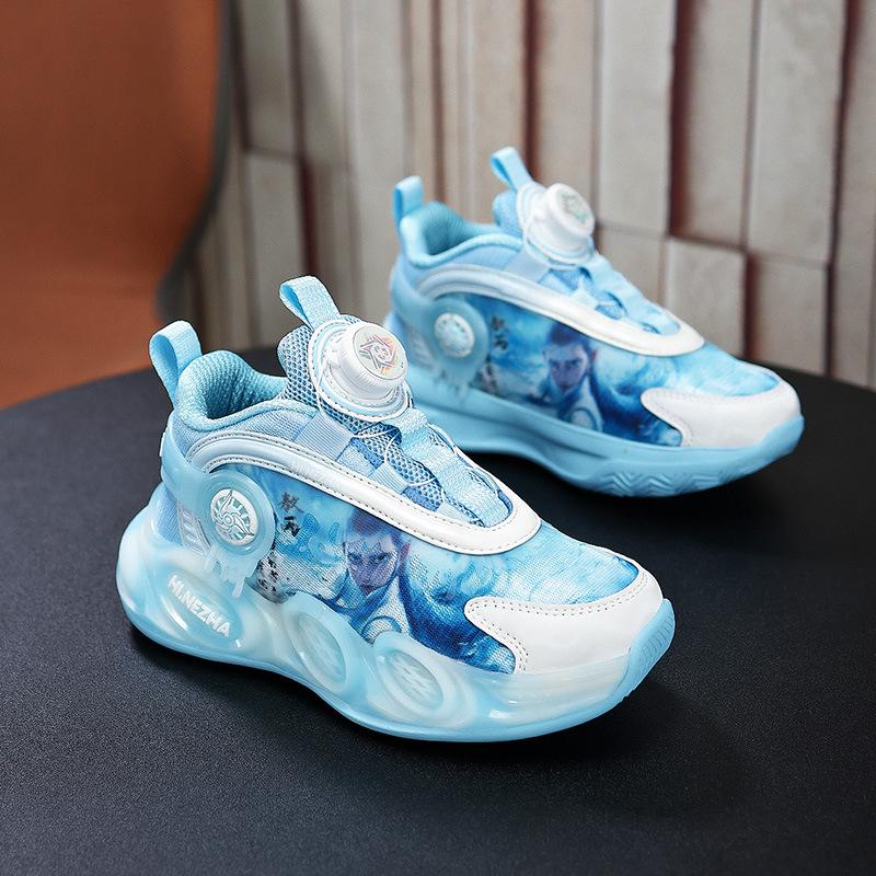 

Children s sports shoes 2025 spring and autumn new boys breathable basketball shoes rotating button boys running shoes classmate tide 39