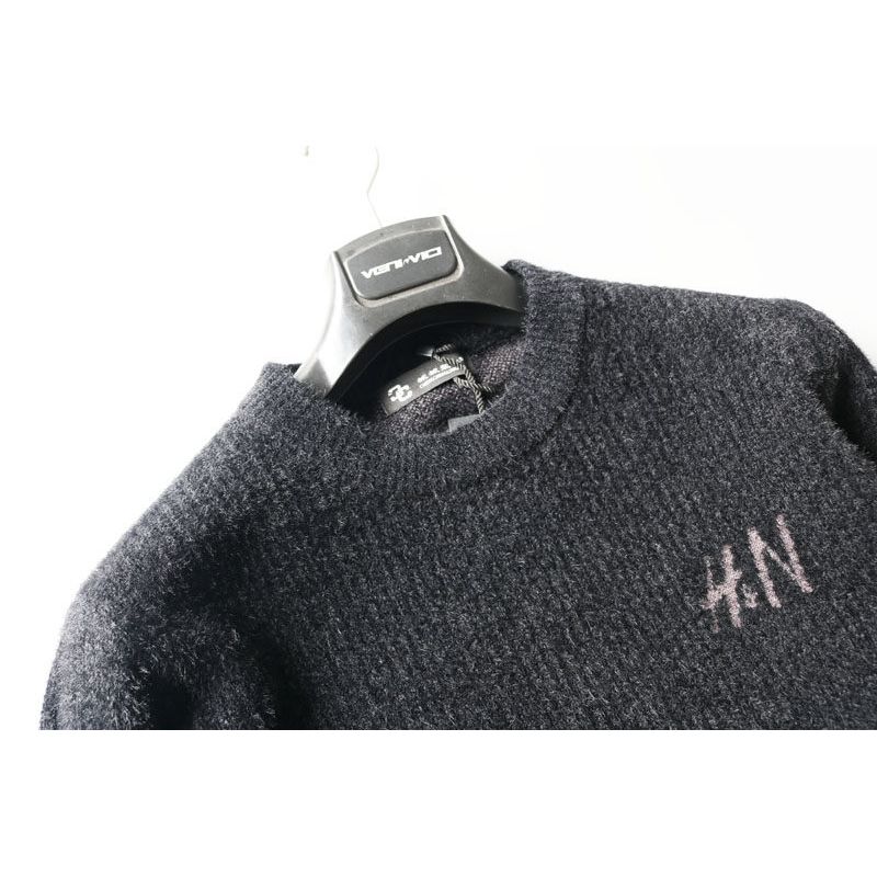 Export Surplus High-Quality Men's Sweater with Cut Tags, Embroidered Long-Sleeve Crew Neck, Winter Korean Style Loose Knitwear for Young Men