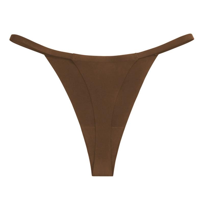 Women Solid Color Thong T-shaped Thin Strap Underpants