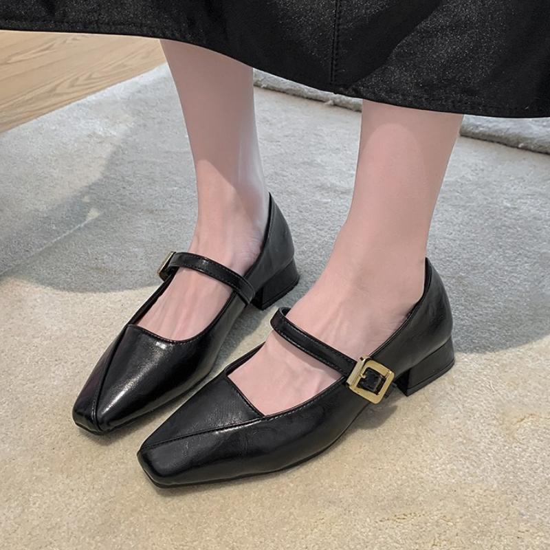 

Fashion Women s High Heels Square Toe Elegant Ladies Cowhide Office Women s High Heels 2025 New Autumn Designer Slip-on Sandals Women 35 чёрный