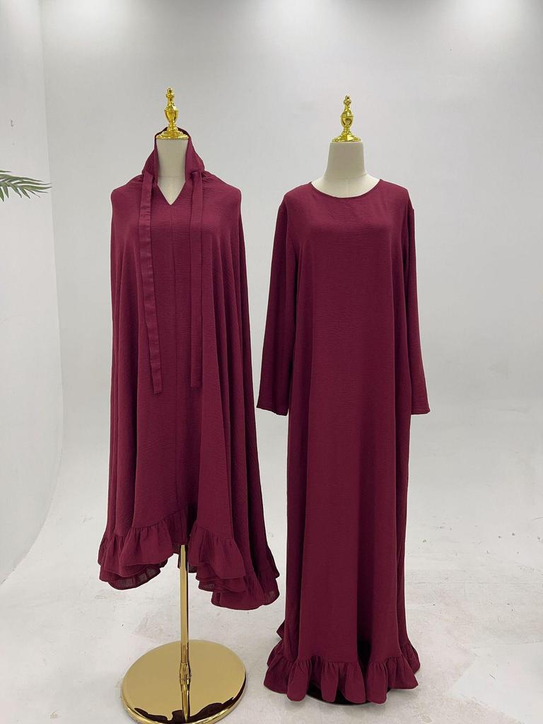 Loriya 2025 Solid Color Dress with Large Headscarf LR972