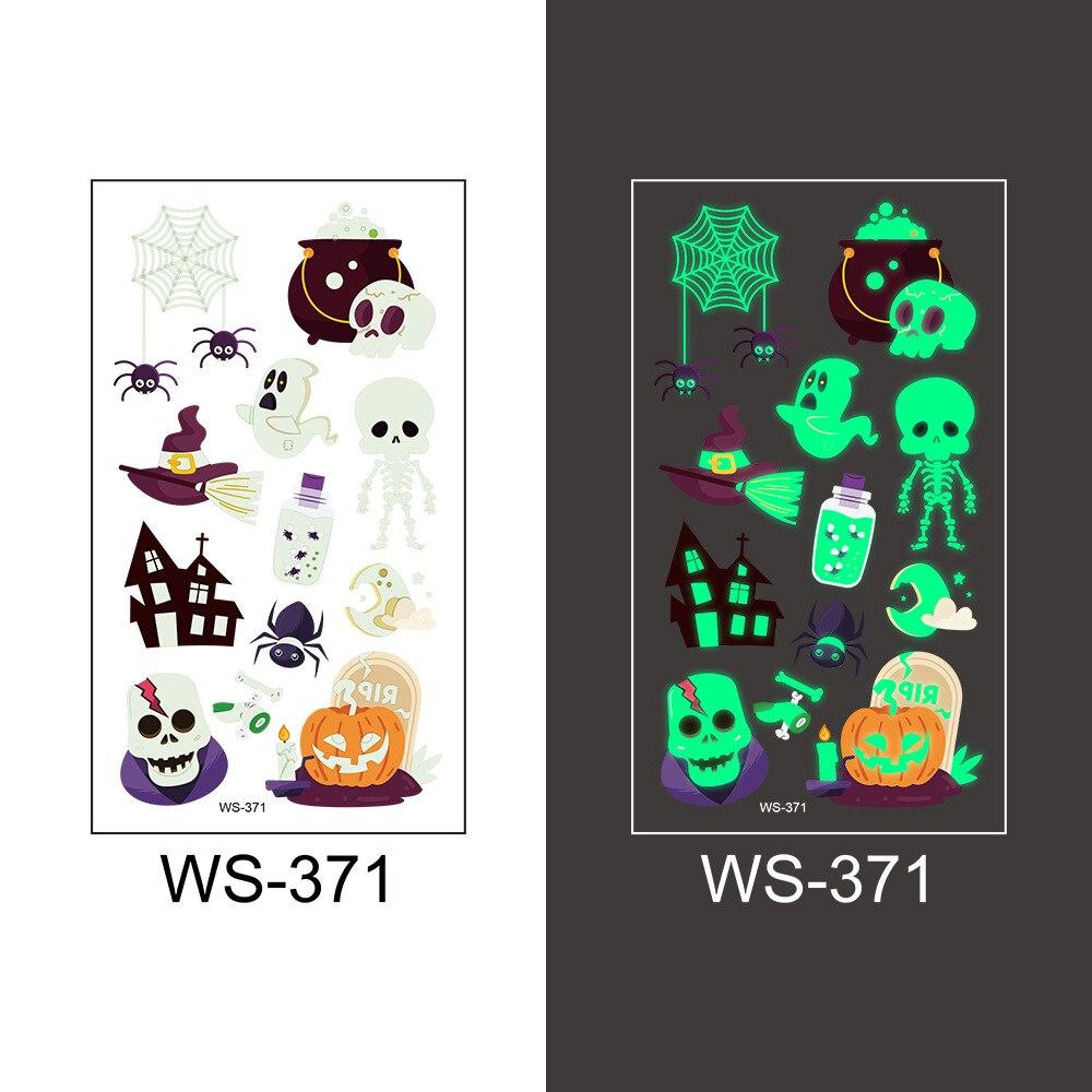 1pc Luminous Tattoo Ghost Taty Fake Tattoo Glowing In Dark Waterproof Temporary Tattoo Stickers Halloween Party for Kids