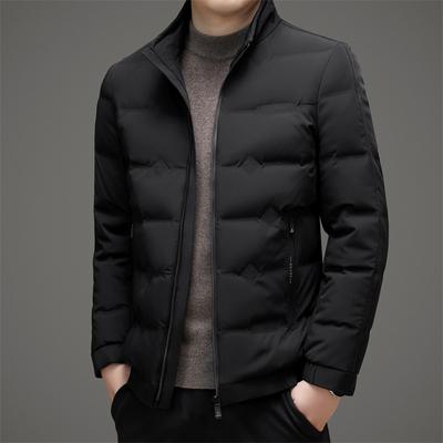 Men's New Winter Style Men's Thin Short Style Stand-up Collar Thickened Handsome Casual White Duck Down Jacket for Young and Middle-aged People