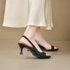 Fashion 2025 New Women French Peep Toe Slingback Sandals Thin Heel Square Toe Middle Heels Dress Shoes Sexy Office Work Pumps for Summer