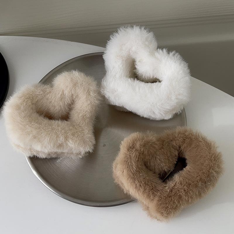 Autumn And Winter Plush Grab Clip Maillard Rectangular Shark Clip Back Of Head Love Fluff Clip Cloud Disc Hair Accessories Women