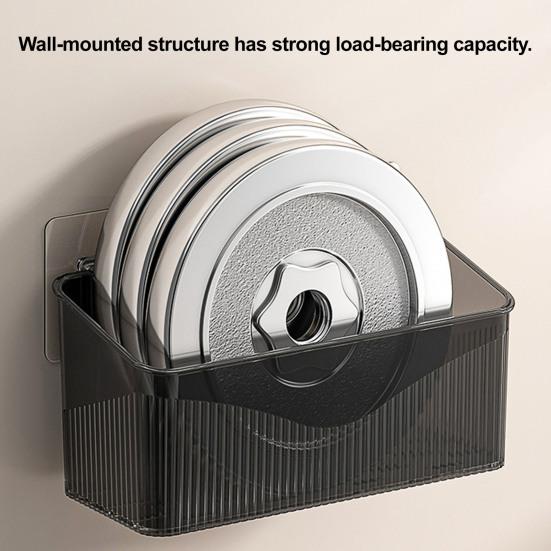 Wall Mount for Small Items Wall-mounted Storage Rack, Transparent Plastic Space Saving Organizer Bin, Multi Purpose Self Adhesive No Drill Container