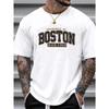 European Size A New Stylish And Personalized Boston Letter Print Casual And Comfortable Sports T-Shirt, Perfect for a Cool And Fashionable Summer