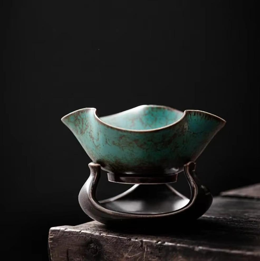 Retro Tea Leaf Filter Kiln Baked Tea Separator Tea Filter Ceramic Tea Strainers Office