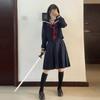 Hinako Shimizu Cosplay Costume Wig Mask Blood Red Navy Blue Silent School Uniform Game Roleplay Halloween Outfits Party JK Dress