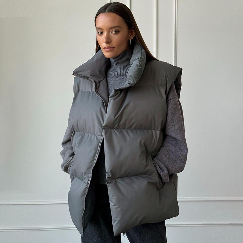 

Женская зимняя теплая стеганая куртка без рукавов, свободная демисезонная куртка для женщин 2024 года, осень, новая повседневная парка, уличные куртки для активного отдыха, женская одежда L темно-серого