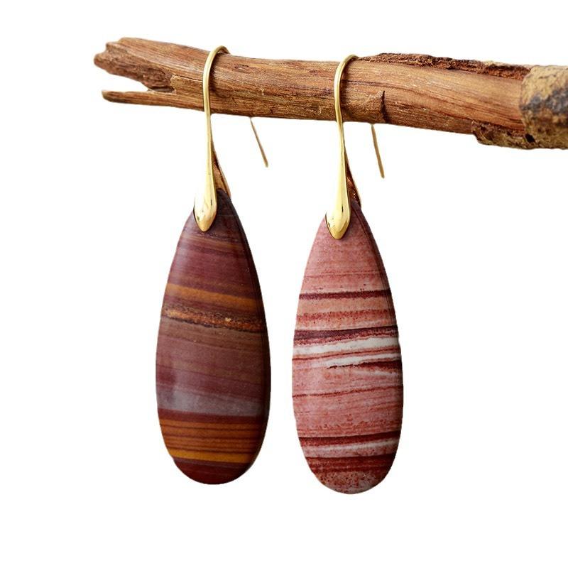 Ethnic Style Natural Stone Water Drop Earrings Earrings Light Luxury Jewelry Earrings