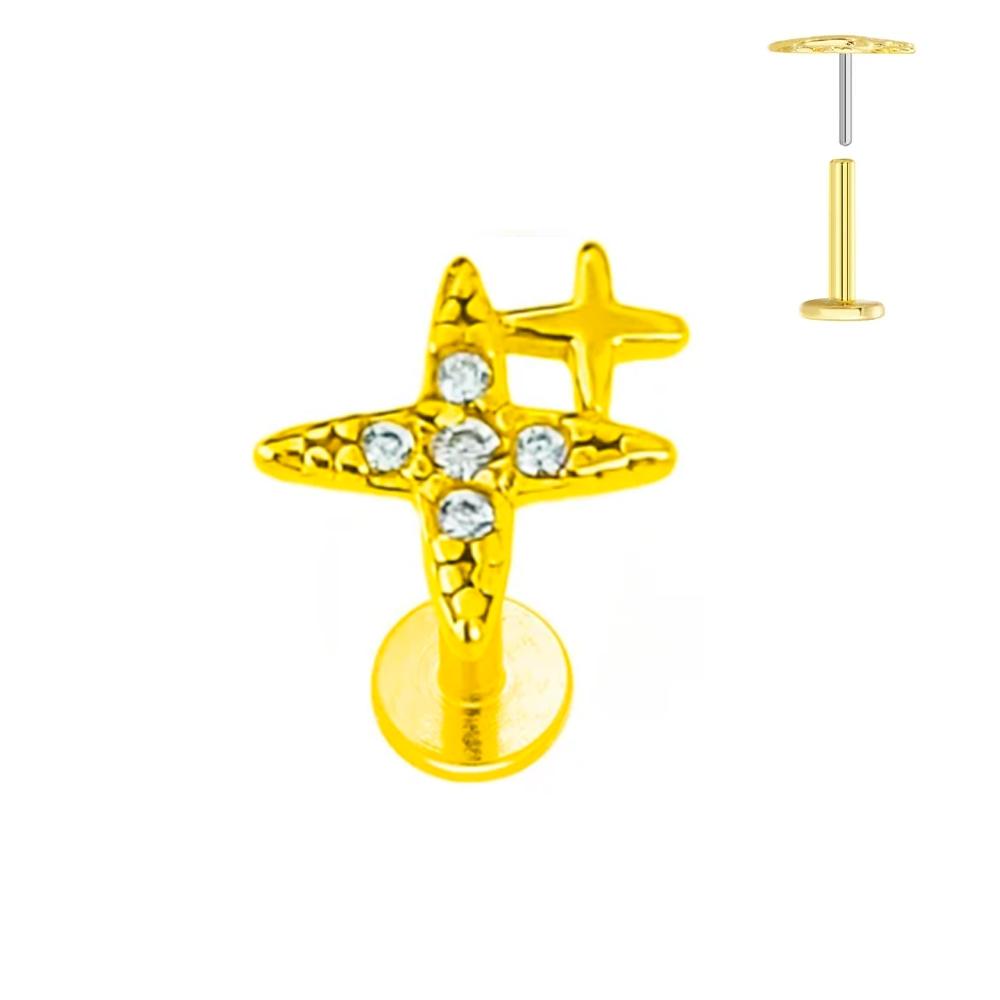 ASTM F136 G23 Titanium Leaf Branch Push In Threadless Labret Piercing 16/18/20G Earring Stud Cartilage Body Jewelry